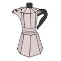 Classic metal coffee maker. Hand drawn vector illustration sketch